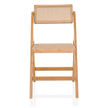 Складане обіднє крісло TUDELA BAMBOO з бамбука та ротанга, коричневе, hjh LIVING