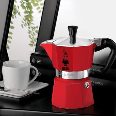 Кавоварка гейзерна Bialetti Moka Color, алюмінієва, 1 чашка, червона, для плити, справжня італійська кава