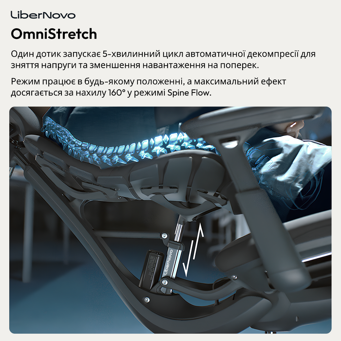 Крісло офісне ергономічне LiberNovo Omni Pro Graphite 48 см