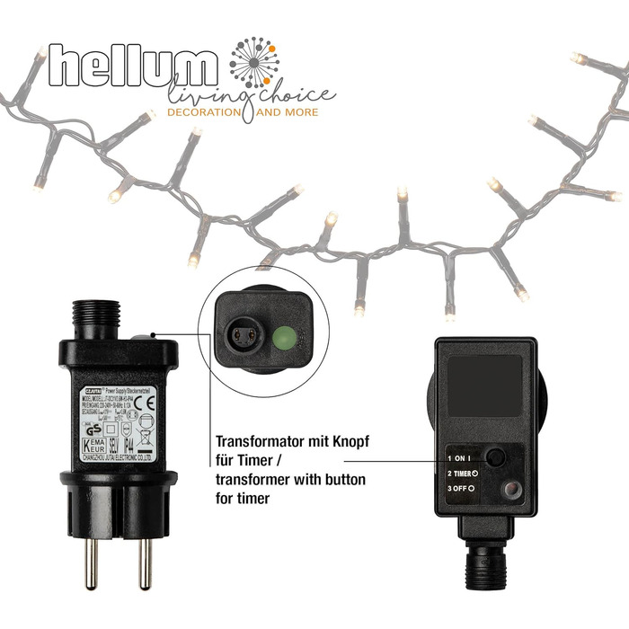 Гірлянда LED hellum 15,98 м, 800 LED, теплий білий, з таймером, для вулиці та приміщень, електрична, для ялинки, зі шнуром