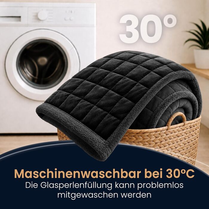 Обважнююча ковдра ELONEO Sherpa Fleece 135x200 см, 7 кг, антистрес-ковдра для сну, сертифікат Oeko-Tex, чорна