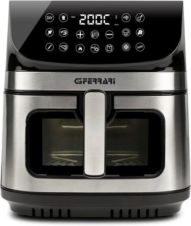 Мультифункціональна аерофритюрниця та гриль G3 Ferrari Friggisano BBQ G10181, 2000 Вт, 10 л XXL, 8 програм, бездимний барбекю, чорний/сірий