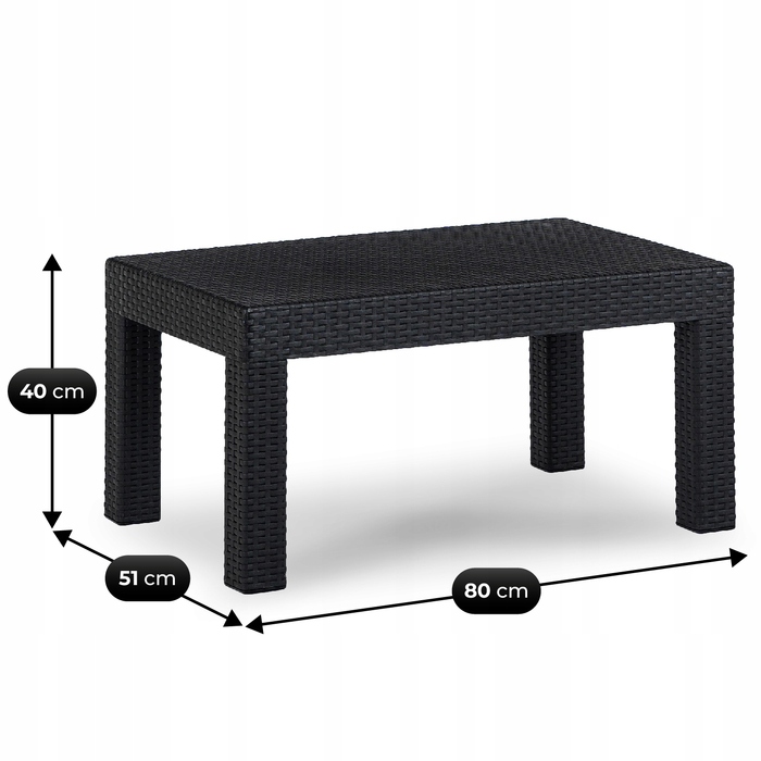 Комплект садових меблів із техноротанга MEBEL ELITE, чорний, 4 предмети