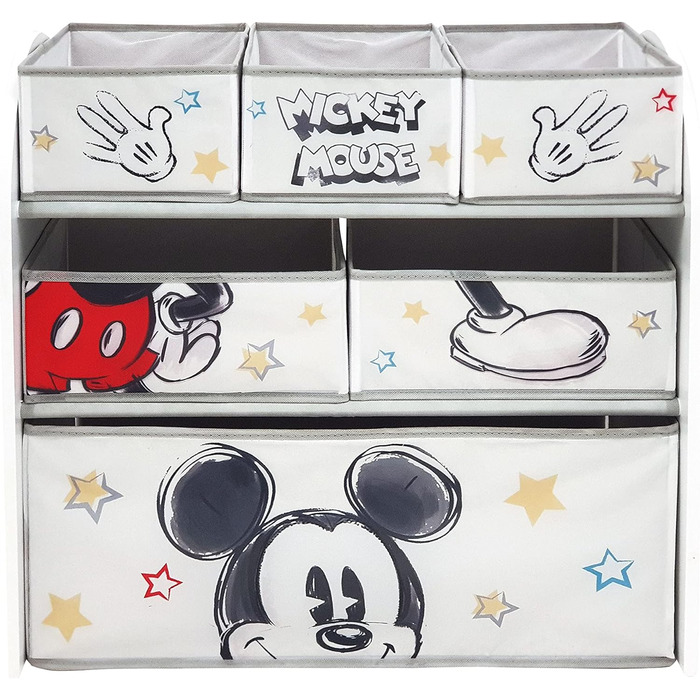 Дитячий дерев'яний органайзер Disney Nixy Kids Mickey Mouse з 6 контейнерами для іграшок
