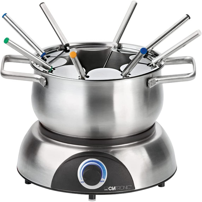 Набір для фондю Clatronic FD 3783, 1,2 л, нерж. сталь, термостат, 8 виделок