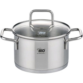 Каструля Elo 7241426 з нержавіючої сталі з скляною кришкою, 1,2 л, універсальна для всіх плит, сіра, 14 x 9,5 см