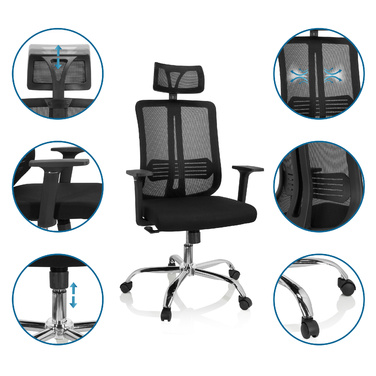 Крісло офісне / Поворотне крісло ZH 200 Mesh Black hjh ОФІС