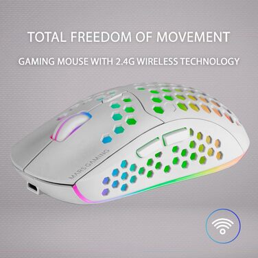 Бездротова ігрова миша Mars Gaming MMW3W RGB Flow, ультралегка (79г), 3200 DPI, біла