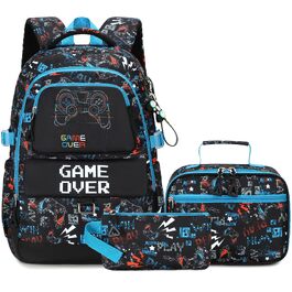 Шкільний рюкзак для підлітків та хлопчиків Gamer Set: рюкзак, ланч-бокс та пенал, стильний набір для початкової та середньої школи