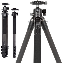 SMALLRIG Легкий компактний штатив з вуглецевого волокна з моноподом, 360° кульова голівка, швидкознімна платформа, навантаження до 12 кг – 4060