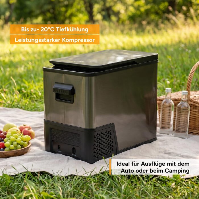 Автомобільний компресорний холодильник First Austria 38L Dark Steel (-20°C) для авто, кемпінгу та подорожей