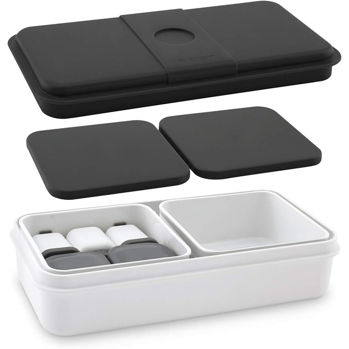 Ланч-система Cloer 800S2-1 Bento Box 15 предметів, XXL 2100 мл, роздільна, з аксесуарами, ланчбокс та контейнер для їжі для дітей і дорослих, білий