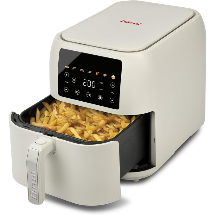 Аерофритюрниця Girmi FG92 Ecofrit Deep XXL 8л, 1700 Вт, цифрова панель, 7 програм, антипригарне покриття, матовий бежевий