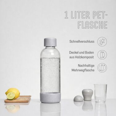 Сифон для газування води Mysoda Woody Wassersprudler (Pigeon), сірий, з CO2-циліндром