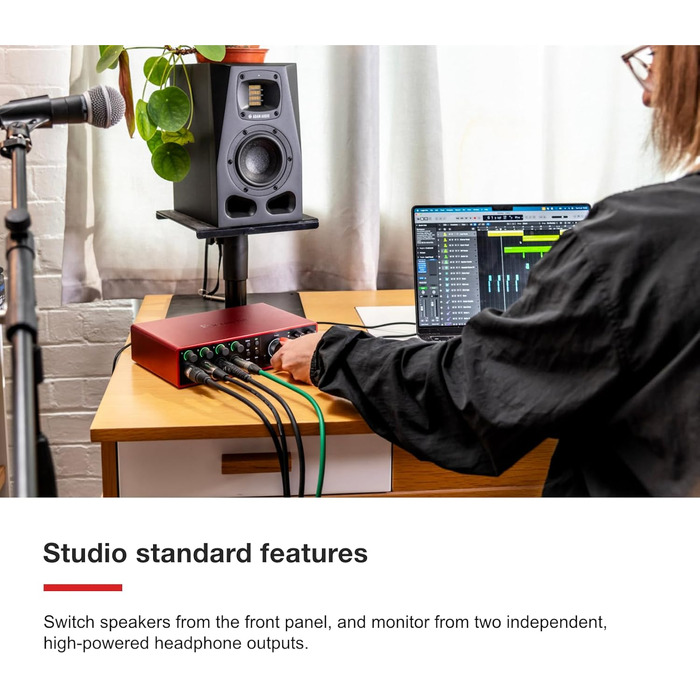 Звукова карта Focusrite Scarlett 4i4 4-го покоління USB: для гітаристів, вокалістів, музикантів - Hi-Fi студійна якість, комплект програмного забезпечення