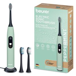 Електрична зубна щітка Beurer SC 30: 4 режими чищення, 80 000 коливань, таймер, індикація LED, 2 насадки, корпус з переробленого пластику (М'ята)