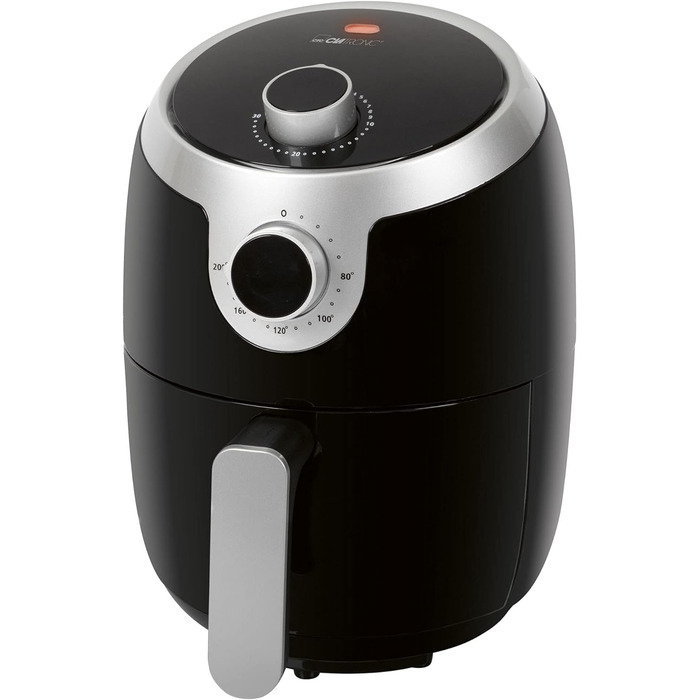 Аерофритюрниця Clatronic FR 3769 H, 1,8 л, без олії, 1000 Вт, чорна/срібляста, для картоплі фрі, курячих крилець та іншого