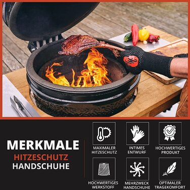 Термостійкі рукавички Grill Master до 800°C, водонепроникні та вогнетривкі рукавички для гриля, кухні, випікання, каміна, багаторазові і прані рукавиці для духовки, ідеальний аксесуар для грилю