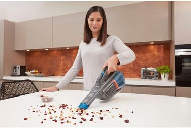 Акумуляторний ручний пилосос BLACK+DECKER Dustbuster BHHV320J, 12В, 25AW, циклонна технологія, без мішка, з висувною щілинною насадкою, титаново-синій