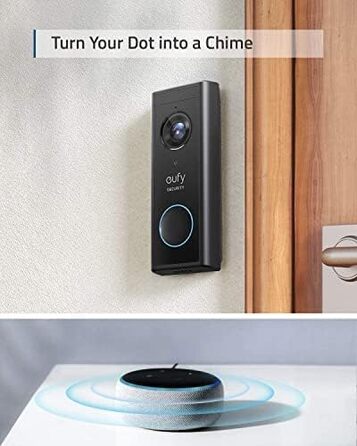 Відеодзвінок eufy Security бездротовий 2K HD з акумулятором, камера, аудіо, розпізнавання осіб, без підписки, сумісний з HomeBase 2, відновлений