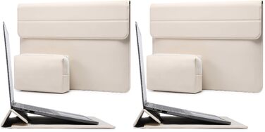 Чохол-сумка для MacBook 13 дюймів HYZUO з підставкою, шкіряний, коричневий (набір 2 шт.)