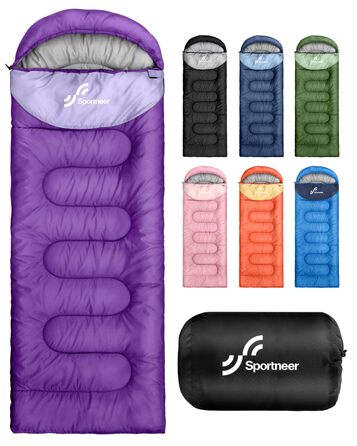 Спальний мішок для дітей та дорослих Outdoor, легкий та компактний (220x80 см), ліловий