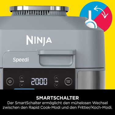 Мультиварка Ninja Speedi 5,7 л, 10-в-1: аерофритюрниця, повільне приготування, багатофункціональний електроприлад, подарунок для чоловіків і жінок, морська сіль, модель ON400EU