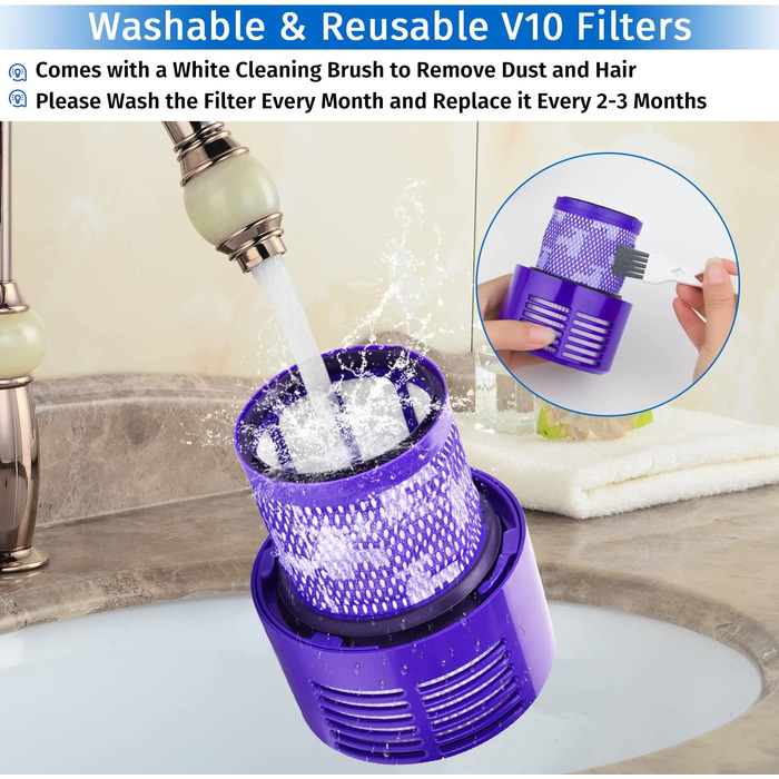 Фільтр для пилососа Dyson V10 (3 шт) Rebirthcare, змінний HEPA-фільтр для Cyclone V10 Animal/Absolute/Motorhead/Total Clean, бездротовий, заміна DY-969082-01