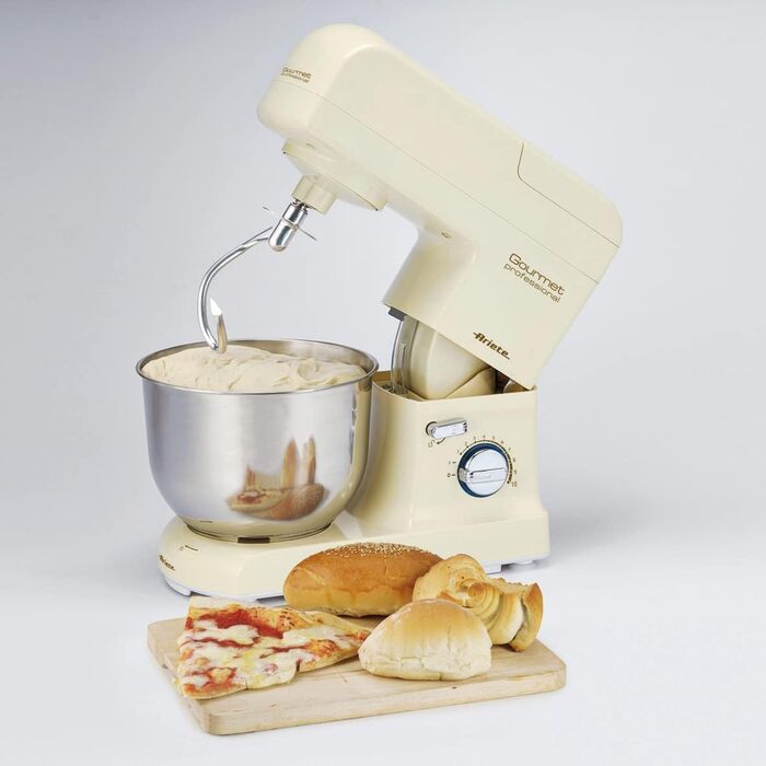 Ariete 1596 Pastamatic Gourmet 1950 - планетарний міксер з набором насадок для тіста, збивання та замішування - 10 швидкостей, бежевий