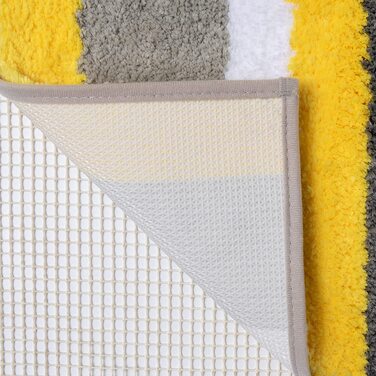 Килимок для ванної MIULEE 40x60 см, смугастий, жовтий/сірий, нековзний, м'який, декоративний, для ванної та вітальні