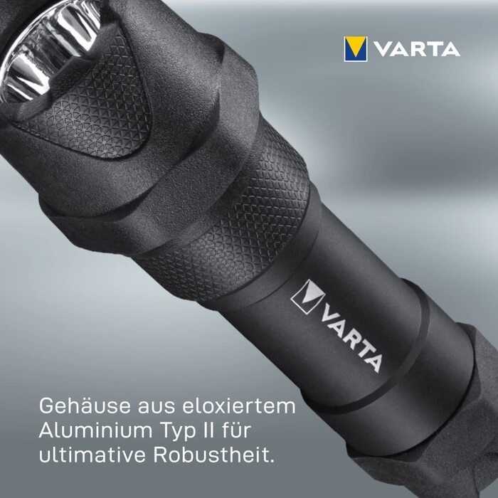Ліхтарик VARTA Indestructible F10 Pro LED 6 Вт з 3 батарейками AAA, водо- та пилозахищений, ударостійкий, робочий ліхтар з двома режимами освітлення