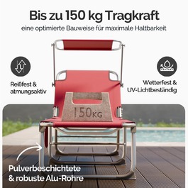Шезлонг Ibiza Ruby Red 190x59x29см Alu Sun Canopy