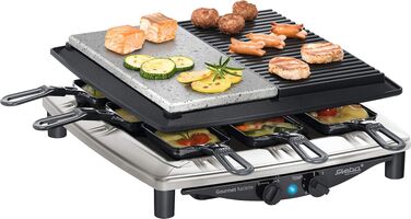 Мультигриль 3в1 Steba RC 4 plus deluxe: раклет, гриль та гарячий камінь, 1.5 кВт, нержавіюча сталь/чорний