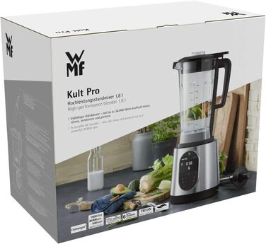 Високопродуктивний блендер WMF Kult Pro 1.600 Вт з 6 автопрограмами, 1.8л, подрібнення льоду та функцією інтервального режиму