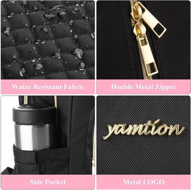 Жіночий рюкзак YAMTION 17.3'' чорний з USB, для ноутбука, для школи, університету, офісу, міста, для підлітків та дівчат