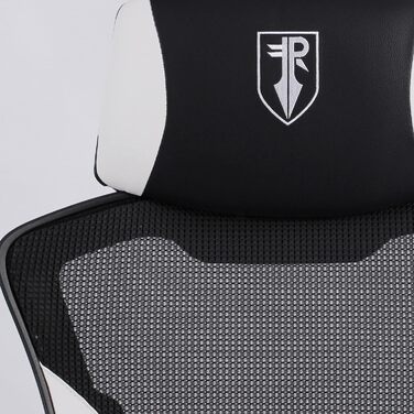 Ігрове крісло Trisens у сучасному гоночному стилі з відкидною підставкою для ніг, гнучкими підлокітниками та ергономічною спинкою, додаткова подушка, чорне/біле