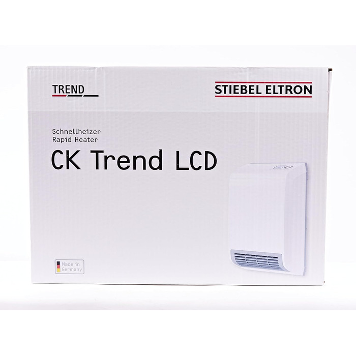 Керамічний електрообігрівач STIEBEL ELTRON CK 20 Trend LCD 2 кВт, енергоощадний, для ванної кімнати, 25 м², тижневий таймер, LCD-дисплей, TÜV, Німеччина