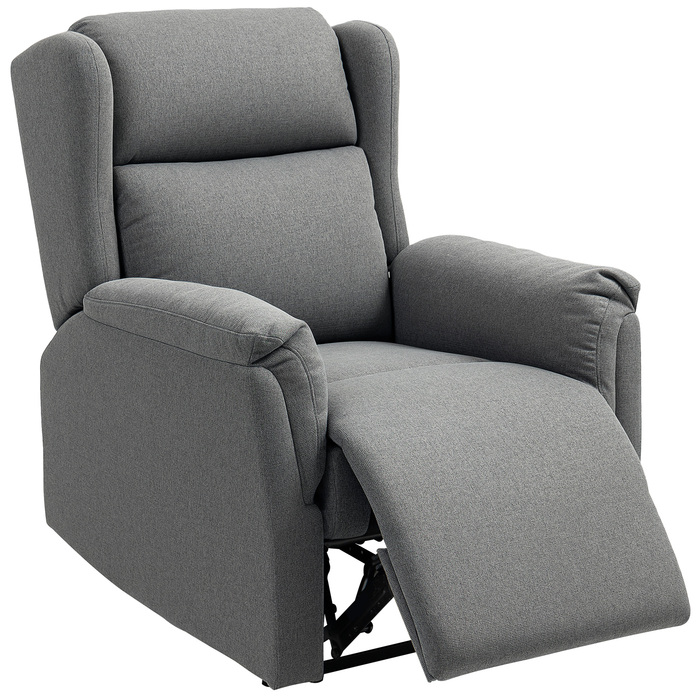 HOMCOM Recliner, Реклайнер для телевізора з функцією відкидання, Реклайнер для телевізора з пружинною пружиною, М'який реклайнер, крісло вантажопідйомністю до 150 кг для вітальні, спальні, темно-сірий