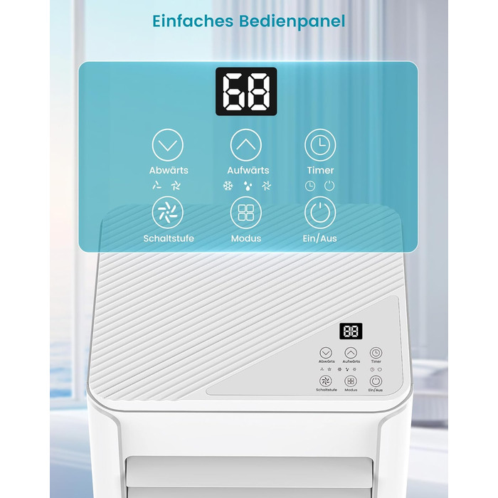 Мобільний кондиціонер Electactic 9000 BTU 3-в-1: з відведенням повітря, вентилятор, осушувач, пульт, таймер 24 год, білий