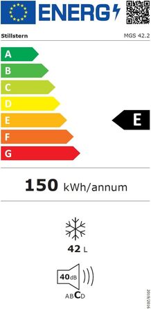 Stillstern Міні морозильник 42L -18°C з формою для льоду, замком, змінним напрямком відкривання дверцят, 4-зірковий глибокий заморожувач для кемпінгу/офісу. Срібний колір.