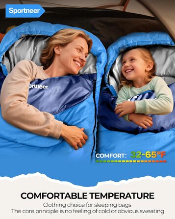 Спальний мішок Sportneer Outdoor у формі ковдри, блакитний (220x80 см, 2 кг)