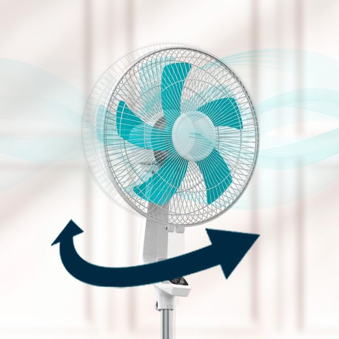 Вентилятор підлоговий Cecotec EnergySilence 610 Max Flow 70 Вт, 40 см, 4 швидкості, таймер 2 год, 90° обертання, регульований кут нахилу, пульт, білий/синій