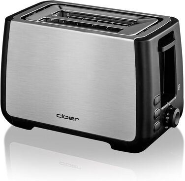 Тостер Cloer 3569 для 2 XXL скибок, 1000 Вт, нержавіюча сталь, функція перевірки, чорний пластик