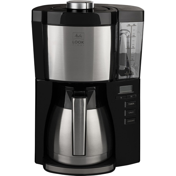 Кавоварка Melitta Look Timer з термокухлем, таймером, антикрапельною системою, на 10 чашок, чорна