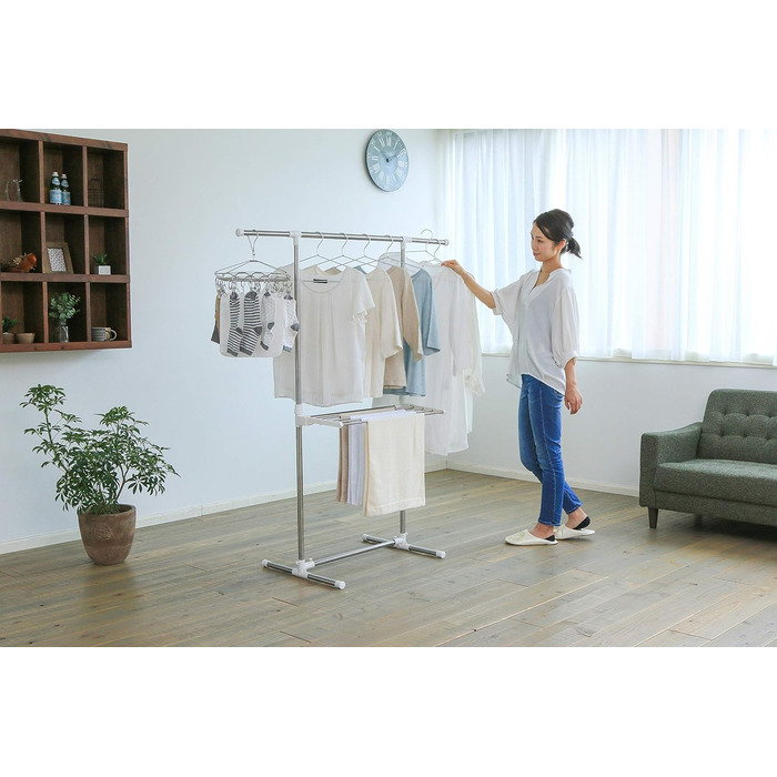 Сушарка для білизни Iris Ohyama H-78SH, 78-120 см, 90-150 см, біла, для дому, легке складання, стійка для одягу