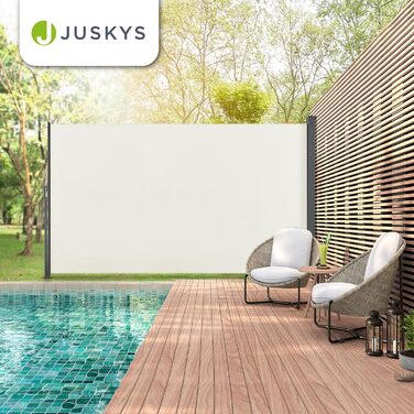 Розсувна бічна маркіза Juskys Dubai 200x300 см, щільна, захист від сторонніх поглядів для балкона та тераси, з настінним кріпленням, сіра (500x180 см, бежева)