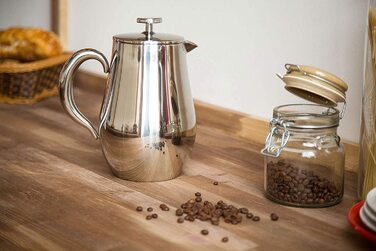 Френч-прес VeoHome 1 л, подвійні стінки, термостійкий, нержавіюча сталь, для кави, довго зберігає тепло