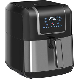 Аерофритюрниця HOMCOM 6,5 л, 1700 Вт, 8 програм, LED-дисплей, антипригарний кошик, для здорового приготування без олії, чорна