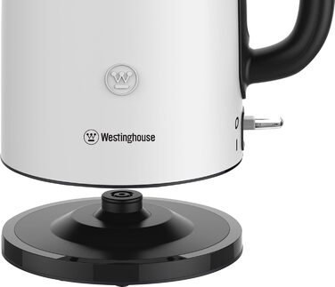 Електрочайник Westinghouse Basic 2200 Вт, 1,7 л, нержавіюча сталь, індикатор рівня води, фільтр від накипу, автостоп, білий