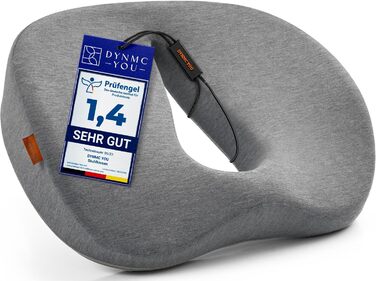 DYNMC Sitzring середньої жорсткості H3, сірий, ергономічний, ортопедична подушка для сидіння, проти геморою, розроблена з фізіотерапевтами, полегшує біль у куприку, підвищує комфорт